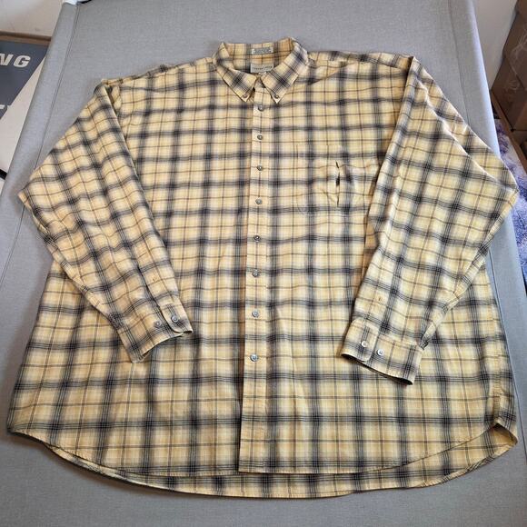 Cutter & Buck Men’s 4XT Yellow Black Plaid Flannel Button Shirt - Picture 1 of 11